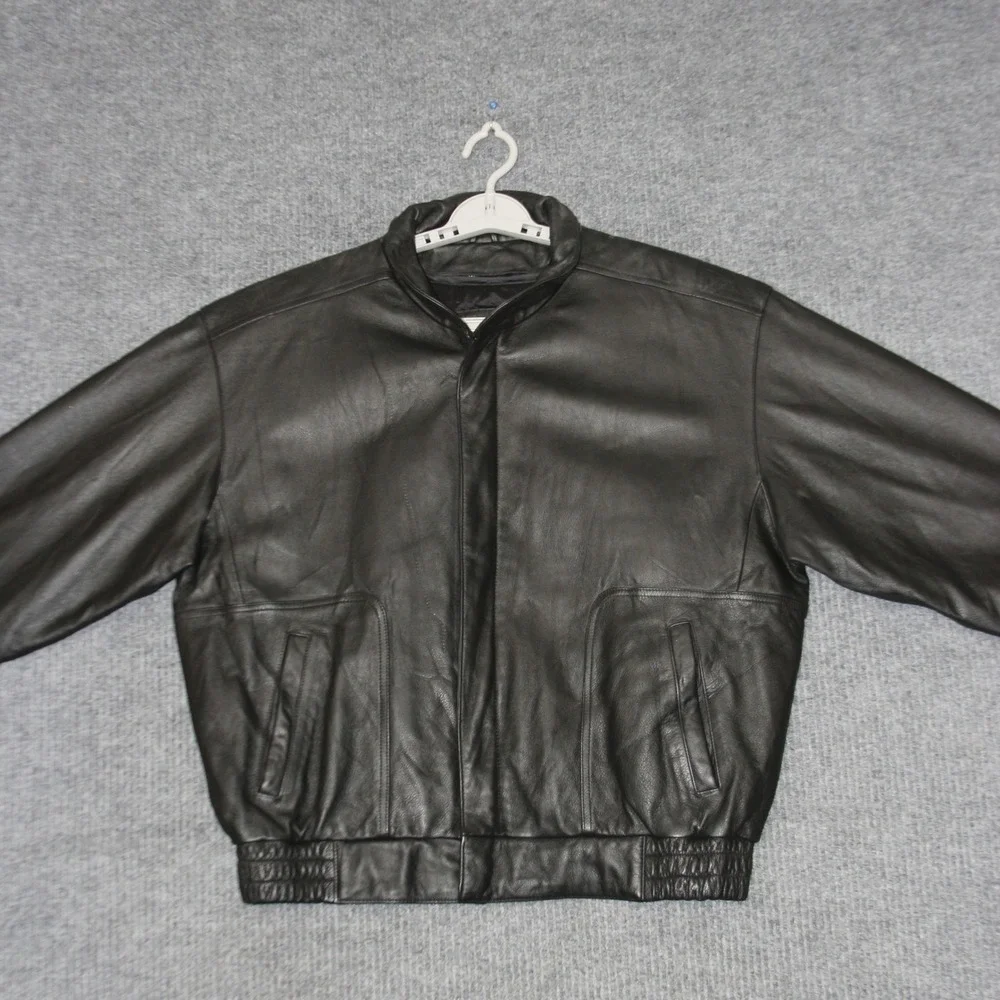 Vintage Reed Sportswear Leather Bomber‎ Jacket Mens 42 Black Thinsulate Lining